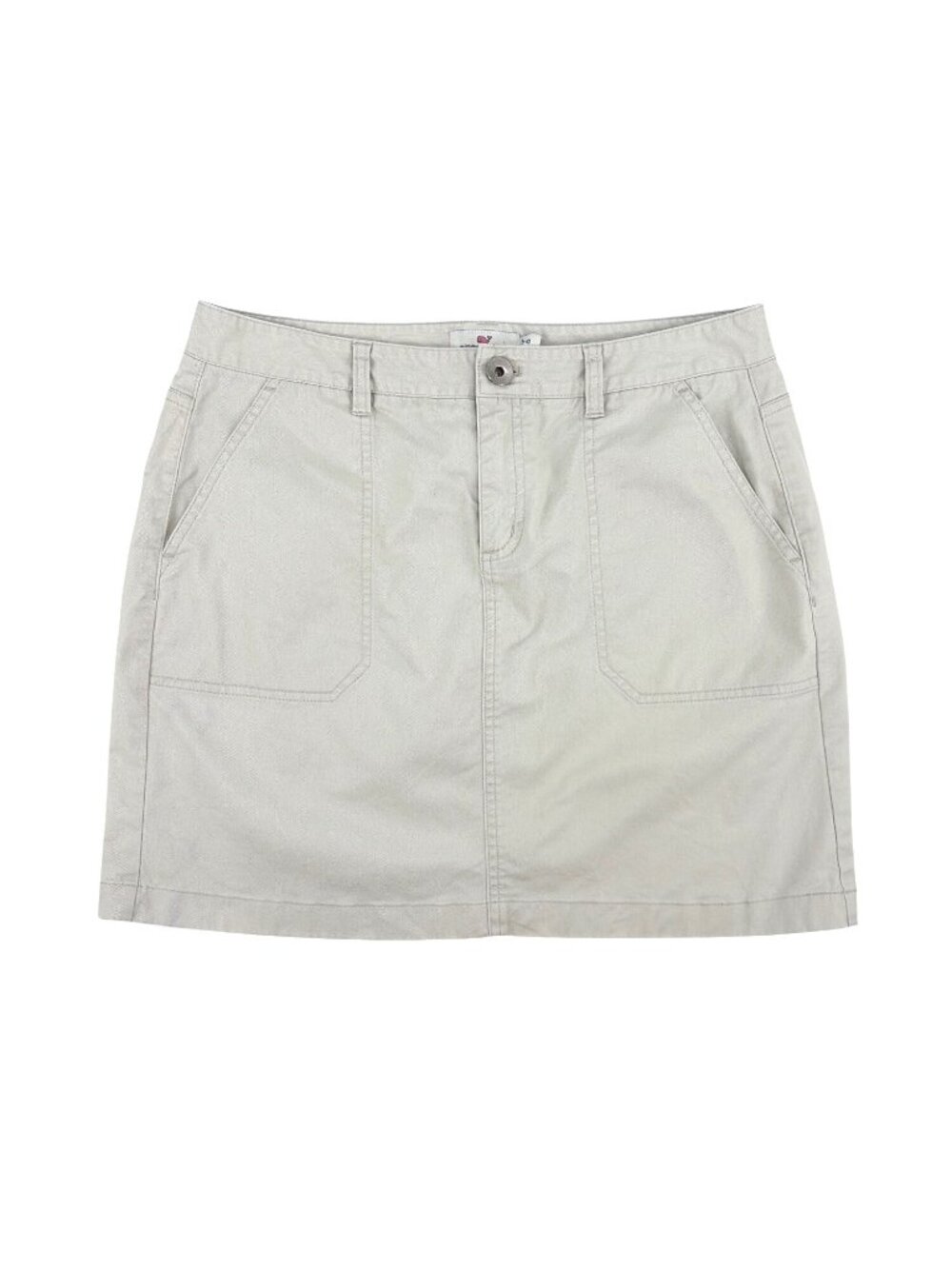 Vineyard Vines Womens 10 Beige Cotton Blend Mini Skirt Pockets Preppy Neutral